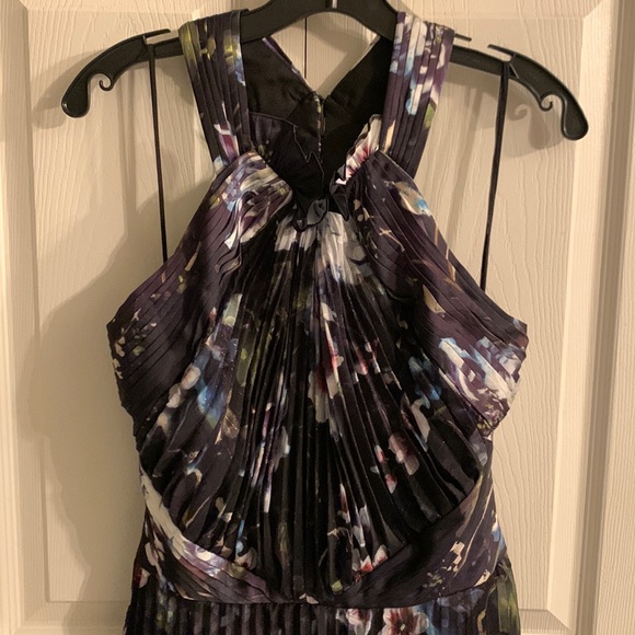 Theia Trinity Floral Pleated Halter Dress - Picture 9 of 13